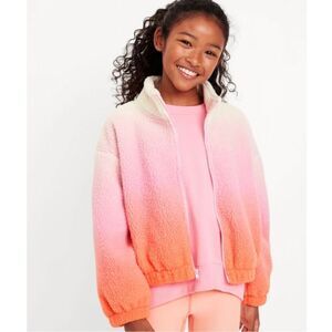 Old Navy printed mock neck teddy fleece ombré zip Sherpa jacket size kids medium